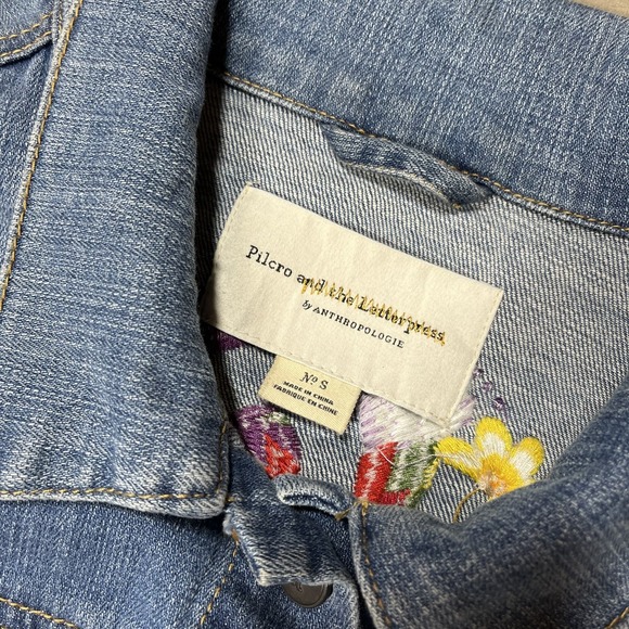 Anthropologie Pilcro Embroidered Denim Jean Jacket Women S Love Valentines Day - Picture 5 of 9
